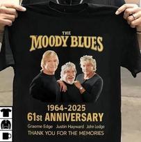 The Moody Blues Reprint  1964-2025 Black Band Fan Gift Tee Unisex T-Shirt XXXL