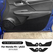 Door Anti-kick Pad For For Honda Fit JAZZ 2015 2016 2017 2018   LHD RHD Car Leather Carbon Mat Interior Trim Accessories Leather Texture