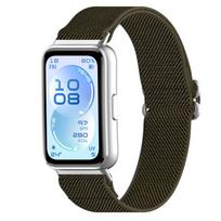 Watchband for Huawei Band 11/11Pro/NFC elastic nylon sliding buckle Braided woven Stretch Sport Soft Wrist Watch Band Knitted Strap žalia