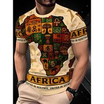 Men's 3D African Stone Carving Print T-Shirt Retro Vintage Style Couple Tee S