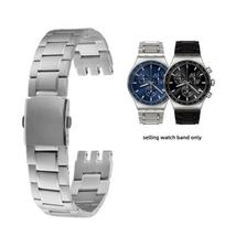 19mm 21mm Sidabrinė juoda metalinė apyrankė ilgesnė Vyriška laikrodžio apyrankė Swatch YCS YVS YGS laikrodžiams matinio nerūdijančio plieno Sulankstoma sagties laikrodžio apyrankė 19mm sidabras