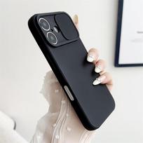 Slenkiojantis kameros objektyvo apsauginis dėklas iPhone 16 15 14 Plus 13 12 11 Pro X XS XR Max 8 7, atsparus smūgiams buferis, minkštas silikoninis dangtelis For iPhone 16 Pro juoda