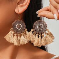 Round Short Tassel Ear Hooks, High-end Earrings, Bohemian Earrings 1cm*3cm