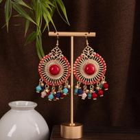 Bohemian Tassel Holiday Style Ethnic Light Luxury Cool New Chinese Style Earrings 1cm*3cm