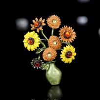 Retro High-end Van Gogh Sunflower Female Fashion Sense Brooch 3cm*5cm