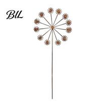 Rusty Dandelion Garden Stake Metal Distressed Statue Outdoor 3D Flower Vintage Style Yard Art for Patio Lawn Bed Decoration Sculpture 1pc A