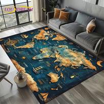 2025 Retro Senovinis Jūrų Žemėlapis Kraft Pasaulio Žemėlapis Kompasas Kilimas Kilimėlis Svetainei Miegamajam Sofai Dekoracija, Neslystantis Grindų Kilimėlis 40x60cm( 15x23in )