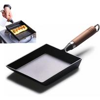 Japanese Cast Iron Tamagoyaki Pan, 6.1 x 7.3 Inch Japanese Rolled Omelet Pan, Multifunctional Square Japanese Egg Pan for Omelets, Steak Camping, juoda