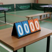 Flip Scoreboard 0099 Counting Sports Score Board VersatileSport Match Number for Coaches, Leather Red-blue