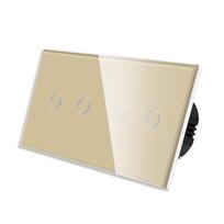 Bingoelec 4 Gang Tuya Smart Switch in Wall Switches Touch Switch Glass 2 Frame 2+2 Gang Alexa and Google Home (Gold,86*157mm&Eu Standard) auksas