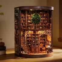 Bestseleris Laiko Biblioteka Knygų atrama PASIDARYK pats Kūryba Kotedžas Retro 3D Rankų darbo Medinis Dėlionė Knygų lentyna Namų Dekoras Modelis WF26003 black