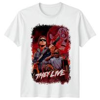 Jie gyvena (1988 m) Filmo plakato įkvėpti unisex marškinėliai Retro 80-ųjų Tee M