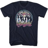 Aerosmith T-Shirt Men039;s AERO GAUDY Album Band Logo Steven Tyler Navy SM5XL Unisex T-Shirt Graphic Tee M