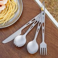 Portable 4Pcs Camping Cutlery Set Reusable Outdoor Utensils Knife Spoon Fork Chopsticks for Travel Hiking Picnic 4pcs set