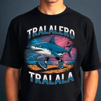 Tralalero Tralala Shark Fish Meme Italian Brainrot Unisex Mens Tee T-Shirt L