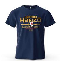 Hattori Hanzo Printed Men's T-Shirt Cotton Oversized Anime Fashion Graphic Tees for Women Tops Streetwear Cultural Apparel XS tamsiai mėlyna spalva