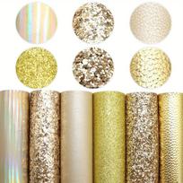 1Set/6pcs Concave-convex texture artificial leather sheet Gold series leather set (6 pieces/set) 20 * 33cm artificial leather 6pcs