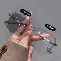 Photochromic Glasses Anti Blue Glasses Men Women Color Changing Eyeglasses Anti Uv Sunglasses Square Clear Frame Eyewear pilka spalva