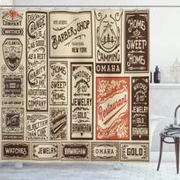Barbershop Fabric Shower Curtain Set Barber with Tartan Vintage Badge Beard Cut Gentleman Graphic Grooming Screen Bathroom Decor 90x180cm