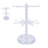 2 Tier Rotating Jewelry Display Stand Necklace Bracelet Ear s  s Watches Keychains Holder   Acrylic Jewelry white