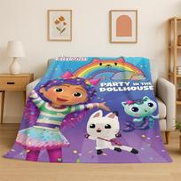 Cartoon Gabby Dollhouse Girl Flannel Blanket Soft Warm Throw Blanket for Bedroom Living Room Bed Travel Camping Picnic Kid 75x90cm