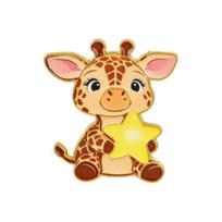Cute Giraffe Lapel Pin Funny Cartoon Animal Brooch for Bags Jackets & Hats Unique Gift for Kids Teens & Animal Lovers geltona