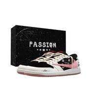 Travis Scott x Jordan Air Jordan 1 Black White Pink Travis Scott X AJ1 Low Box Low top Vintage Basketball Shoes Unisex DZ4137-700(Team1282-7.0L) 41