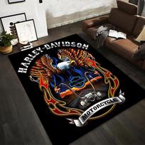 Harley Davidson Erelio Ugnies Motociklo Spausdintas Juodas Kilimas Dekoras    Tinka naudoti kaip neslystantis kilimėlis svetainės, miegamojo sofoms 40x60cm( 15x23in )