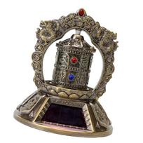 Solar Tibetan Prayer Wheel Solar Energy Buddhas Scriptures Prayer Wheel Autorotation Car Interior Dashboard Decorations 1 bronza