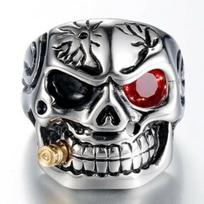 Halloween Skull Ring Men's Cyclops Pipe Cigar Skull Ring Halloween Jewelry 6