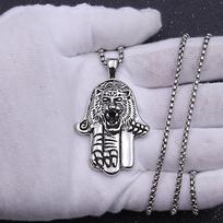 European and American Titanium Steel Tiger Bergamot Pendant Punk Necklace Retro Trendy Men's Tiger Bergamot Necklace 60CM