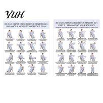 Balance And Mobility Exercises 2Pcs Chair Exercise for Seniors 30-Day Plan Poster Seated Tai Senior Self-care Fitness Chi Workout Chart Elderly Sets