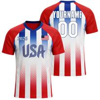Custom Name Number USA 2026 Soccer Jersey Men Women Quick Dry Polyester Football T Shirt American Flag Tee For Training Sport XXS