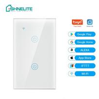 SHINELITE NEUTRAL WIRE WIFI Smart Home Switch America Type 2 Gang Wall Touch Switch (White,118mm*72mm&US Standard) balta