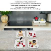 4Pcs Raised Anti-spill Edge Snack Plate Food Grade Melamine Snack Platter Food Dish  Dining Table Lavender