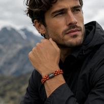 Men Mountain Logo Paracord Bracelet Adjustable Camo Rope Wristband Outdoor Hiking Survival Jewelry Wrist Accessory Versatile oranžinė