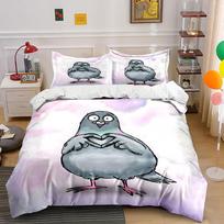 Cartoon pigeon holding heart. Bedding sets Duvet cover sets Duvet covers Pillowcases(1*Duvet Cover 2*Pillowcases without duvet insert) 135x200cm