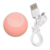 Interaktyvus katės kamuoliukas žaislas USB įkraunamas saugus 2 režimai atsparus įkandimams kliūčių vengimas išmanus rožinė