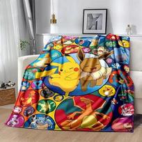 New Pokemon Cartoon Anime Flannel Blanket Pikachu  Figures Home Sofa Lunch Break Blankets Children Student Christmas Kids Gift 30x40in