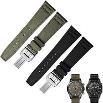 20mm 21mm 22mm Nailono Drobės Audinio Laikrodžio Dirželis Iwc Pilot Spitfire Timezone Top Gun Dirželis Sulankstoma Sagtimi Dirželiai Laikrodžio Dirželis Brown  20mm