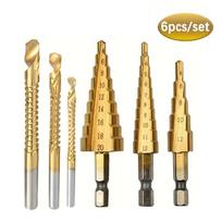 Set of 6 Drill Bits, Made from Chrome Vanadium (Sizes 4-20/4-12/3-12Mm, 3/6/8Mm) - Precision Twist Bits Suitable for Both Wood And Metal 1 set