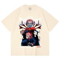 230 Gsm 100% Cotton Jujutsu Kaisen V20 Yuji Print Unisex Heavy Cotton T Shirt XS abrikosas
