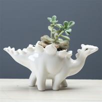 Stegosaurus 3D Dinosaur Ceramic Flower Pot Succulent Planter Container Small Bonsai Pots Garden Desktop Decoration Ornaments balta