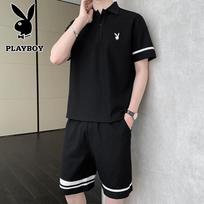 Playboy Men's Summer Polo & Shorts Set 3XL juoda