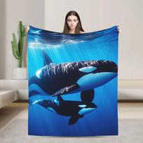 Orcinus orca Blankets Kids Adults  Flannel Throw Blanket For Couch Bed Warm Comfy Custom Quality Bedspread Gift 80x120cm