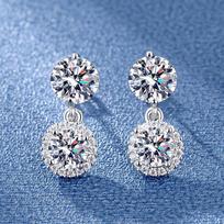 Temperament Bridal Pair Micro Super Flash Zircon Pair Earrings 1cm*3cm