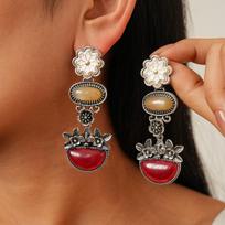 Oval Flower Earrings for Women, High-end Earrings 1cm*3cm