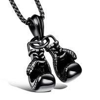 Necklace Retro Fitness Boxing Gloves Lettering Domineering Fashion Punk Pendant 50CM(Necklace Size)