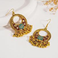 Flower Geometric Round Hollow Ear Hook Temperament High-end Earrings for Women 1cm*3cm