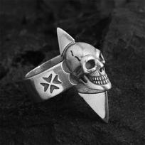 Trendy Brand Domineering Hardcore Men's Punk Rivet Smile Skull Open Ring 6